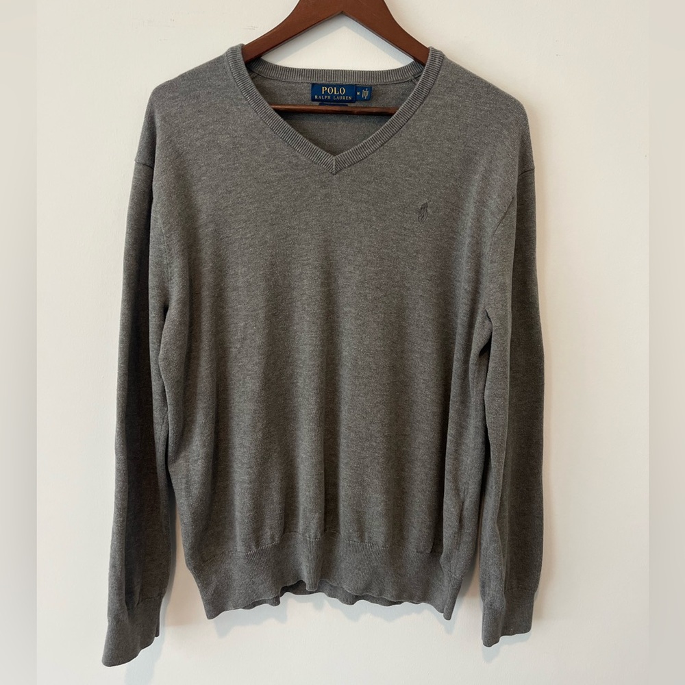 Polo Ralph Lauren Gray V-Neck Sweater - Size M